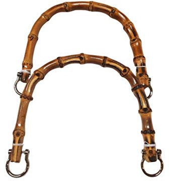2 Manici per Borse in Bamboo con Anelli in Metallo Nickel Free - Ideali x Borsa in Juta Hand Made