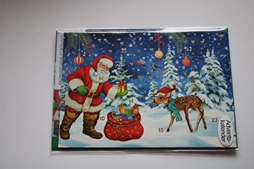 Cactus GmbH Adventskalender Karte mit Einleger und Umschlag - Glückwunschkarte zum Aufstellen Nikolaus mit Reh = 1 Stück