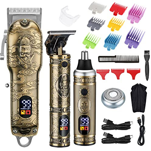 Lanumi Tagliacapelli da uomo senza fili Trimmer per barba/trimmer naso trimmer professionale T-Blade Trimmer ricaricabile USB Kit per la toelettatura dei capelli Set di tagliatori da barbiere Display