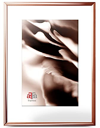 aFFa frames, Alu, Cadre Photo Aluminium, Facile à Nettoyer, Rectangle, Avec Façade en Verre Acrylique, Or Rose, A4, 21x29,7 cm