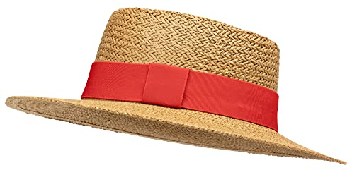 Caspar HT026 klassischer Unisex Sommerhut mit breiter Krempe und Hutband, Farbe:rot, Mode Größe:One Size