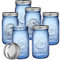 Tebery 6 Pack 32oz Vintage Blue Home Mason Jars with Airtight lids & Bands, Wide Mouth Quart Glass Canning Jar for Fermenting, Pickling, Storage, DIY Crafts & Decor