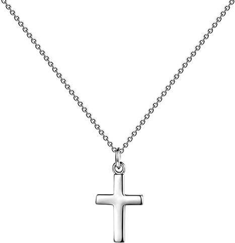 Silver Tiny Small Cross Pendant Necklace for Women Simple Cross Necklaces Birthday Gifts for Women Girl Fashion Jewelry