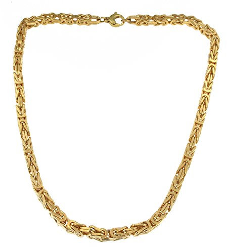 Byzantiner Königskette 18kt vergoldet 6mm Länge 90cm, Halskette Herren-Kette Goldkette Damen Geschenk Schmuck ab Fabrik Italien tendenze