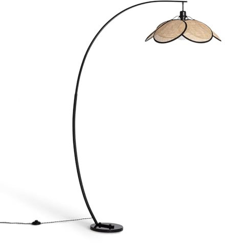 LEDKIA LIGHTING - Stehlampe Nirvana | Rattan Bogen Design | E27 Fassung, verstellbares Licht | Für Wohnzimmer, Schlafzimmer, Küche | 1750 mm x Ø540 mm, Natürlich, Rattan