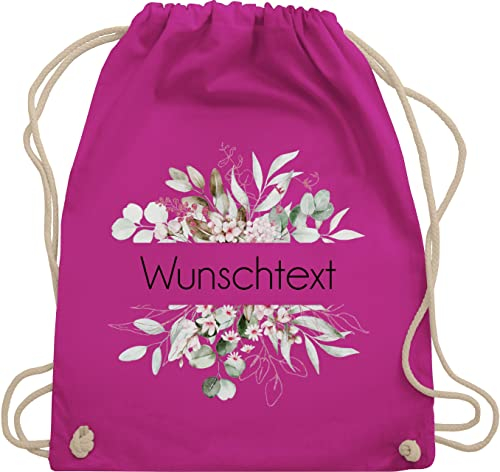 Turnbeutel Rucksack - Aufdruck selbst gestalten - Wunschtext I Geschenk personalisiert I Geschenk Weihnachten - Unisize - Fuchsia - beutel kita stoffbeutel name personalisierte blume beuteltasche