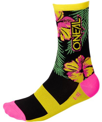 O'NEAL | Mountainbike Fahrrad Socken | Downhill Freeride | Schweißabsorbierend, gute Passform, hochwertige Materialien | MTB Performance Sock Island V.24 | Unisex | Pink Grün Gelb | 39-42