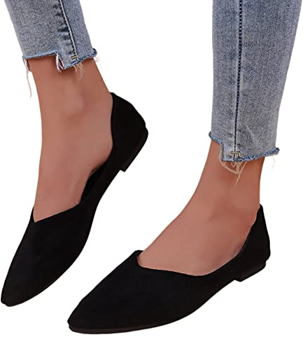 Briskorry Schuhe Bequem Damen Elegant Frauen Schwarz Pumps Ballerina Damen Schuhe Sommer Flach Damenschuhe Mit Absatz Zu Kleid Halbschuhe Business Spitzenschuhe Geschlossene Ballerinas Loafers