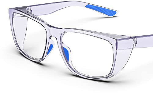 TOREGE Gafas protectoras transparentes con protección lateral, antivaho y antiarañazos con agarres antideslizantes y protección UV completa - Gafas protectoras ideales para mujeres y hombres (Purple)