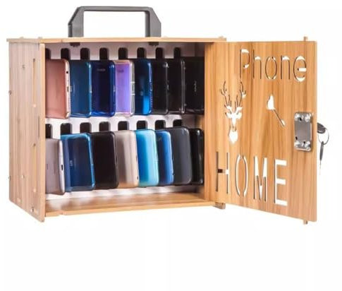 Boîte De Rangement pour Téléphone Portable 16/36 Emplacements Coffre-Fort en Bois pour Étudiant avec Serrure Casier De Stockage pour Employé (Color : Brown, S :