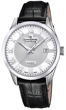 Candino Uhr Für Herren C4710/B Couple Classic Silber Edelstahl Case SchwarzLeder Band
