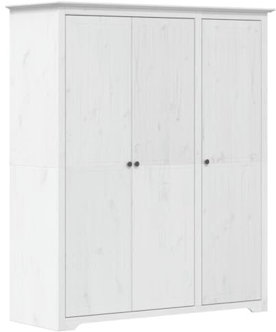 Hommdiy Kleiderschrank Kleiderschrank für das Schlafzimmer Wohnzimmer BODO Weiß 151,5x52x176,5 cm Massivholz Kiefer