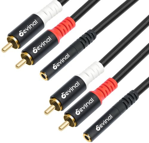 Devinal 1/8 Female to RCA Y Cable, Dual RCA Male to Female 3.5mm Stereo Y Splitter Adapter 12 inch 30cm (2 Pack)