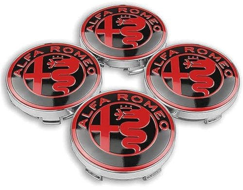 4-teiliges Auto-Radnabenkappen-Abdeckungsset ersetzen, für Alfa Romeo, Autoreifen, Felgen, Nabenkappen, Emblem-Aufkleber, Aufkleber, 60 mm,Re-d