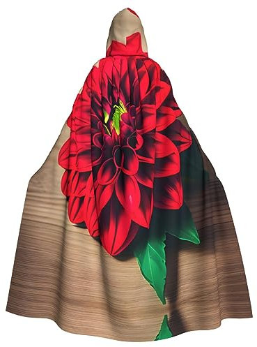 SSIMOO Planche en bois rétro fleur rouge dahlia exquise cape de vampire pour jeu de rôle, conçue pour des moments inoubliables d'Halloween et plus encore