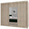 BEAUTY SOFA Monika - Schrank mit Spiegel - Kleiderschrank mit Schiebetüren - Schubladen im Inneren - Garderobenschrank, Mehrzweckschrank, Flurschrank, 200 cm breit - Schrank Sonoma Silberne Sprossen