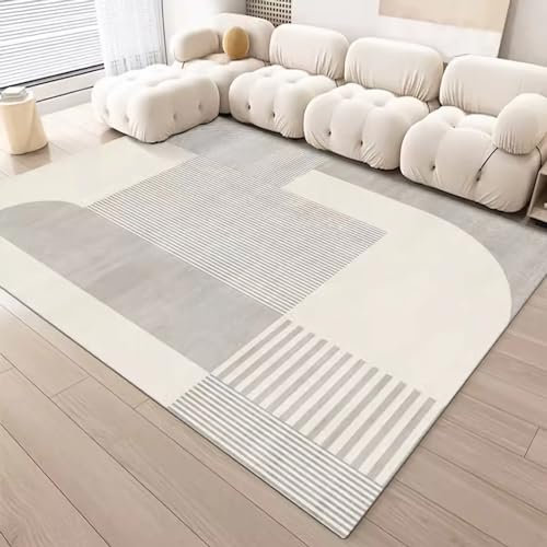 Teppich bodenbeläge für Balkon Teppich vorzimmer Grau Beige Modern Geometrisch Streifen Design Wohnzimmer Teppich kinderzimmer teppiche mädchen 60x90cm