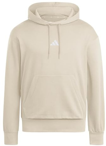 adidas Uomo Essentials Feelcozy Fleece Hoodie Sweatshirt, Wonder Alumina/White, XXL