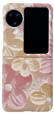 BLOTECH Case for Oppo Find N3 Flip, Ultra Thin Shockproof Premium Mobile Phone Case, Folable Silky Matte PC Protective Case with Motive, Scratch-Resistant, Lightweight Case, Pink and Purple Print