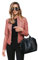 TYQQU Femmes Pure Color Jacket Casual Leather Jacket Slim Fit Pu Jacket Rose M