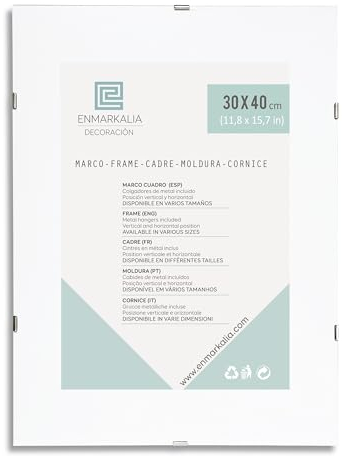 ENMARKALIA DECORACION Marco Clip 30x40 cm - cristal acrílico ultra resistente - soporte para fotos y laminas sin marco - fotos, diplomas, posters, laminas