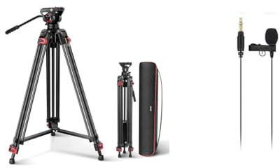 NEEWER 74 Pro Videostativ mit Fluidkopf,Robustes Aluminiumstativ & RØDE Lavalier GO professionelles Lavalier-/Ansteckmikrofon für Rundfunk, Filmproduktion
