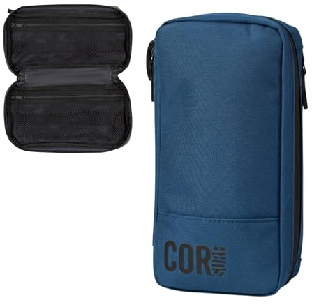 COR Surf Kompakte Kulturtasche zum Aufhängen, hochwertiges Dopp-Set für Damen und Herren, wasserdicht mit 4 separaten Fächern und wasserdichten Reißverschlüssen, Dunkelblau, 10.04 x 3.54 x 5.12 inch