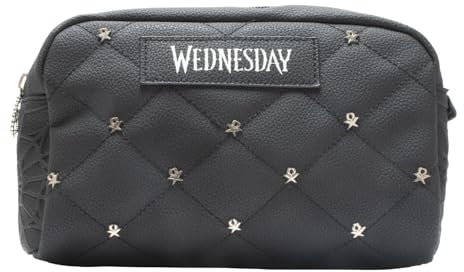 Mercredi Trousse à Maquillage Matelassée Compacte - Goth Accessoires - Taille 19 x 11 x 6,5 cm - Multicolore - Produit Sous Licence Wednesday