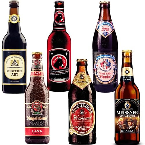 (Bierpaket 6 verscheidene Biere aus Deutschland (0,5L 1 Dunkel- und 5 Schwarzbier)