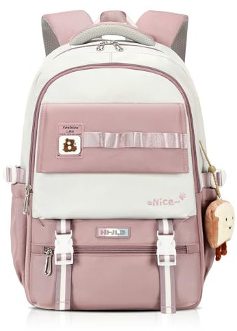 Amythe Schulrucksack Teenager Mädchen, Großer Mädchen Schultasche für Klasse 5-12., Stilvolle Schulranzen Lässiger Daypack aus Nylon für Realschule Gymnasium und Universität, Lila