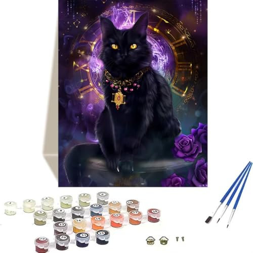 Peinture par Numéros Fleur pour Adulte Enfant Peinture Numero EnfantChat DIY Peinture à l'huile Paint by Numbers Kit de Peinture à l'huile Sur Toile Bricolage Débutants Sur Toile (30 * 40cm) N-L