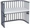 babybay Maxi extra großes Beistellbett aus massivem Buchenholz/Kinderbett Höhe stufenlos verstellbar & umweltfreundlich/mit Matratze, Gitter, Rollen (schiefergrau lackiert)