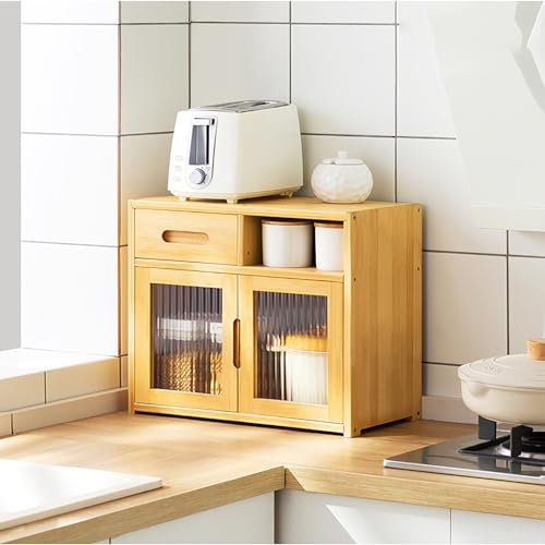 Gabinete de almacenamiento de mesa de cocina con estante de almacenamiento de especias multicapa de 42 x 23 x 39 cm, armario de cocina, aparador de cocina, armario de almacenamiento multifuncional