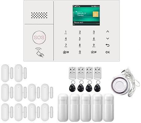 Allarme Casa Senza Fili, Smart Alarm Wireless Home GSM Sicurezza domestica con di allarme antifurto con sensore di movimento, per Casa, Appartamento(Set 7)