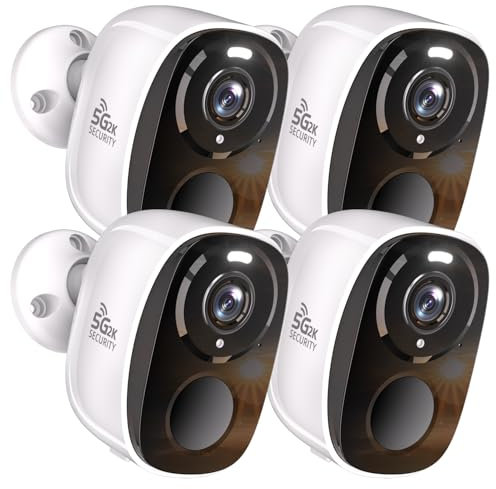 4pcs 5G/2.4G WiFi Security Cameras Wireless Outdoor,2K Home Indoor Camera with AI Detection, Siren,Wireless Cameras for Home Security with Color Night Vision, 2-Way Talk, IP65, Works/Alexa, Cloud/SD