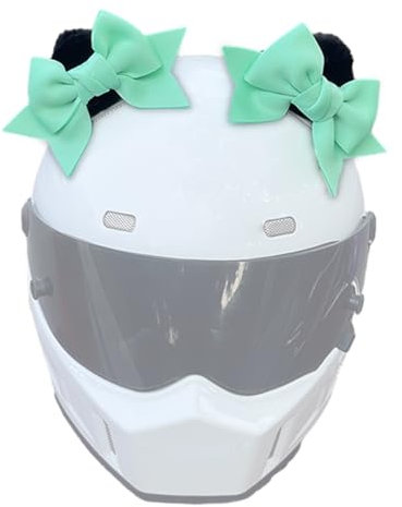 1 Paar Katzenohren Skihelm Zubehör Helm Hörner Motorradzubehör Ohren für Snowboarden Reiten Cyan Bow