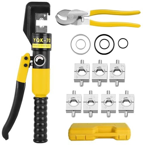 OKSTENCK Hydraulic Crimping Tool,with 9 Pairs of Hexagonal Dies, Range 4mm² to 70mm², for Cable Wiring, Hydraulic Crimps, Wire Terminal Lug Tools.