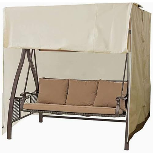 Hollywoodschaukel Abdeckung Wasserdicht, Gartenschaukel Schutzhülle Winddicht, 210D Oxford-Tuch Hollywoodschaukel Ersatzdach 2/3 Sitzer, Winddicht, Reißfest, Anti-UV(Beige,220 * 145 * 170cm)