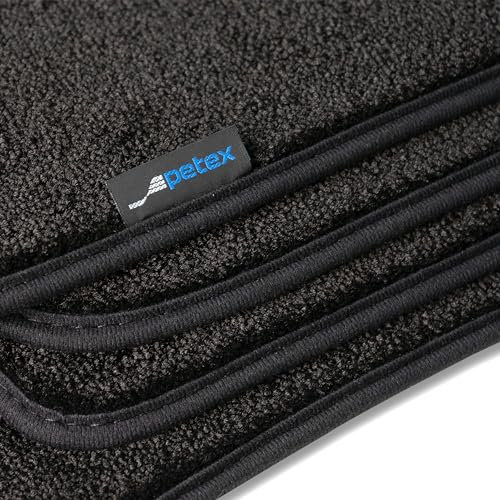 PETEX Auto Fussmatten Passform für Hyundai Kona SX2 Elektro ab 08/2023, Autoteppich Set in Velours - Pluto, 3-teilig, schwarz