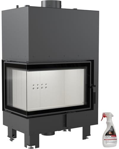 KRATKI MBM Kamineinsatz wasserführend 12 kW Ø180 mm– mit Wassermantel, TERMOTEC & Dekorglas – BImSchV 2 & Ekoprojekt – inkl. Reinigungsschaum