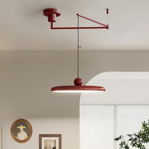 Große Pendelleuchte mit Schwenkarm, moderne dimmbare LED-Deckenleuchte, runde, 39,9 cm lange Hängelampe, 37 W, cremefarbener Stil, verstellbare Kücheninselbeleuchtung für Schlafzimmer, Wohnzimmer, woh