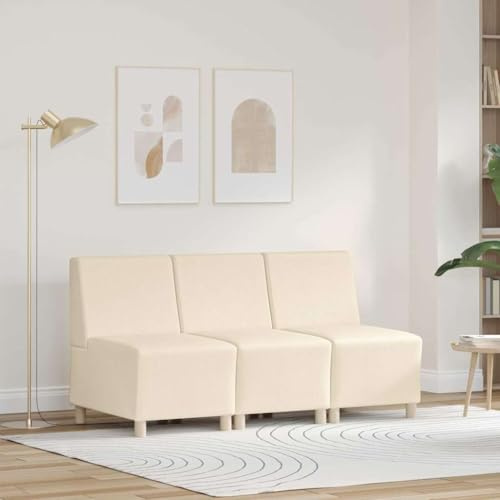 Qnhdfrt Modulares Creme Cordsofa ohne Armlehnen 55x55x45 cm Modernes Big Sofa für Wohnzimmer Jugendzimmer und Balkon platzsparend Stoff & Holzrahmen