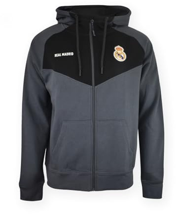 Real Madrid Felpa Hoodie Zip RM Nº33- Grigio- Adulto Taglia S