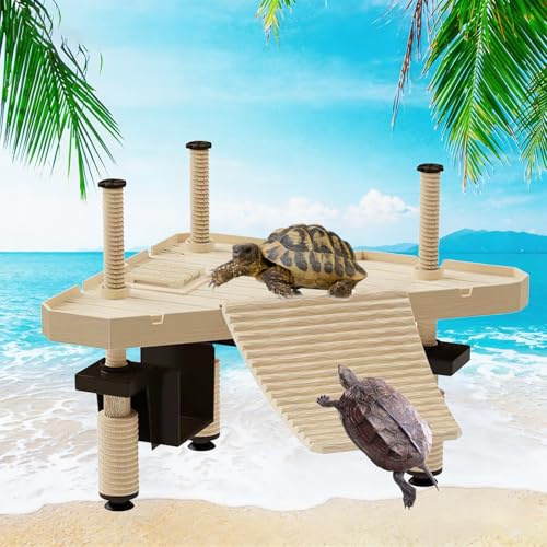 Plateforme De Repos pour Tortue, Plateforme Flottante pour Tortue avec Échelle, Turtle Sunbathing Platform, pour Aquarium Et Terrarium - Accessoire pour Tortues Aquatique, Reptile Et Frog, M