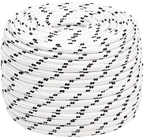 Corde de Bateau Tressée en Polyester Blanc 12 mm x 100 m - Haute Résistance 1900 kg Multifonctionnelle pour Applications Marines Industrielles et Usages Généraux