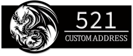 Personalized Dragon Metal Address Sign, Custom House Number Plaque, Dragon Front Door Sign, Street Name Marker for Outdoor Entrance, Hanging Yard Wall Decor (Style-1)