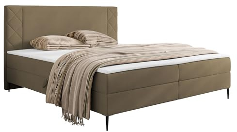 Mirjan24 Boxspringbett Prilata mit Bettkasten, Bonell-Matratze und Topperr, Continentalbett, Polsterbett, Doppelbett, Ehebett, gepolstertes Kopfteil (Polo 875, 180 x 200 cm)