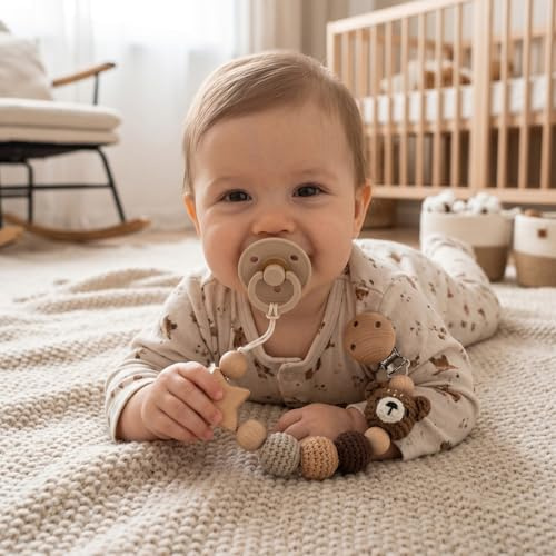 Fycakly Cute Animal Pacifier Chain for Infants Baby Teething with Design Keeps Pacifiers Secure 15