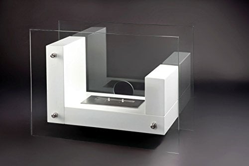 LILIMO Bodenkamin Napoli | 80 x 30 x 61 cm | Freistehender Bio-Ethanol Kamin | in weiß | Ethanol Kamin Indoor und Outdoor | Bio Ethanol Kaminofen Indoor, Balkon- und Terassenkamin