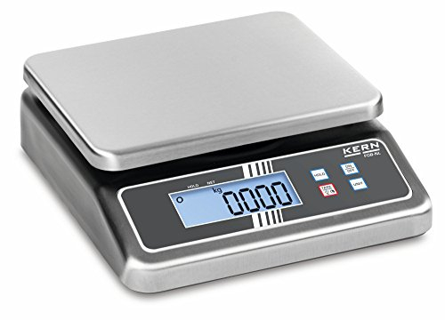 KERN Kompakte Edelstahl-Tischwaage mit Großen Wägebereichen und Schutzart IP67 Gegen Staub und Spritzwasser, Wägebereich 5/7.5kg, Ablesbarkeit 0.5/1g